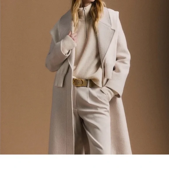 Quince Women's Elegant 💯% Wool Cream Pea Coat Size XS New - Picture 6 of 7